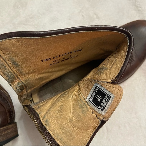 Frye Tyler SVL Engineer Brown Leather Ankle Boots Size 7.5 - Picture 10 of 11